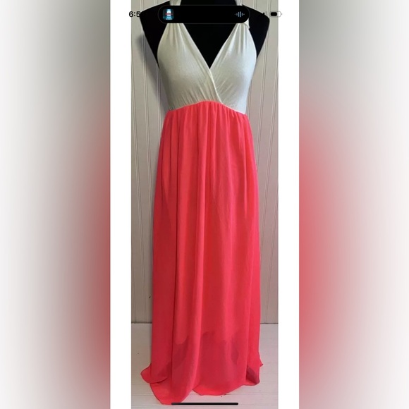 Pink Blush Long Maxi Dress Neon Pink Off White Womens Size Small - Picture 5 of 16